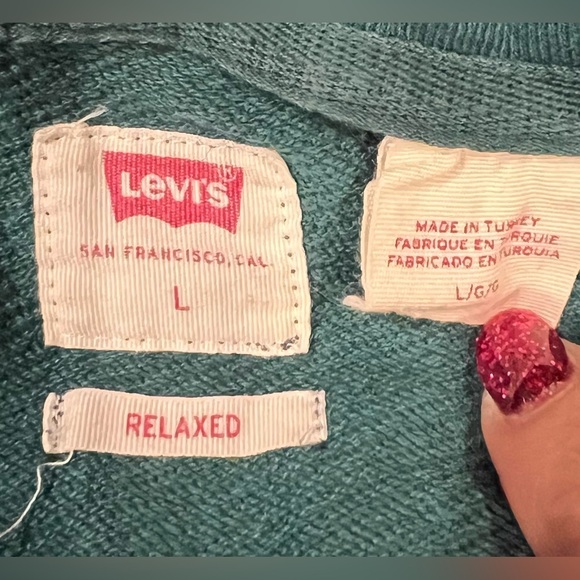 Levis Hoodie Mens Large L Green Pullover Relaxed Drawstring Cotton Retro Casual - Picture 6 of 8